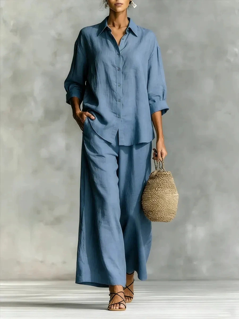Linen Pant Wide - Dames Nieuwe 7-8 Mouw Blouse &