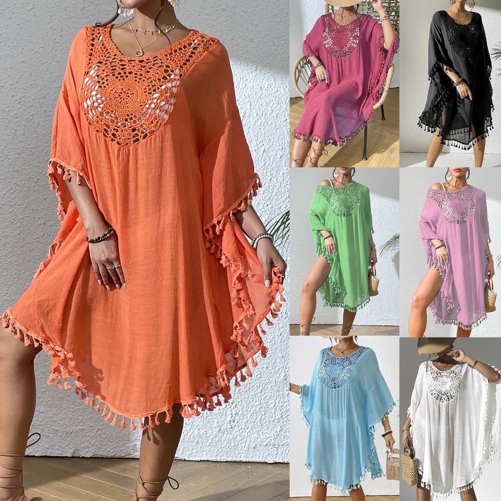 Cover Up Kaftan - Zomerjurk met vierkante hals, zonnebescherming, losse