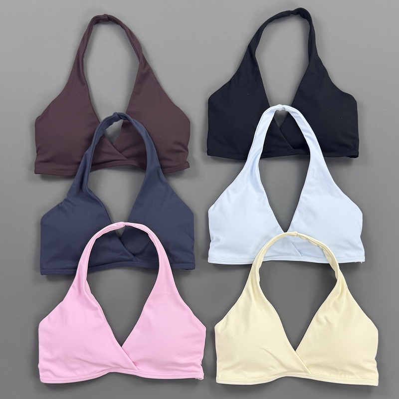 Crop Top Crochet - Gymtop voor dames, halternek sportbeha, gekruiste